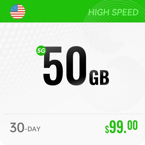 50GB USA High Speed Data Plan 30 DAY